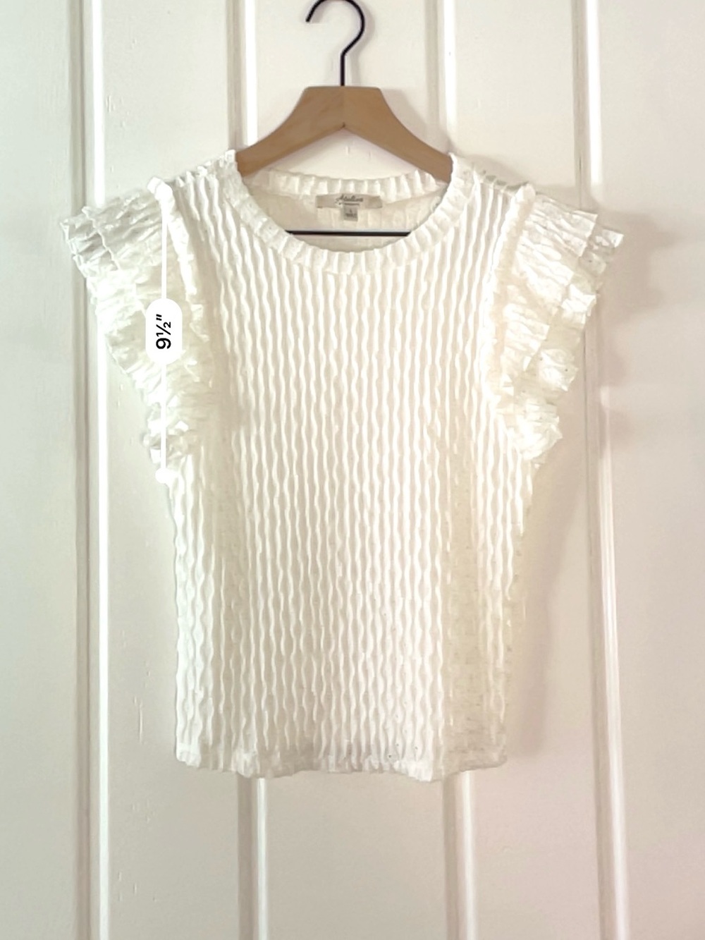 Atelier by Kirious Ivory Textured Flutter Sleeve Stretch Knit Top Small - Picture 8 of 11